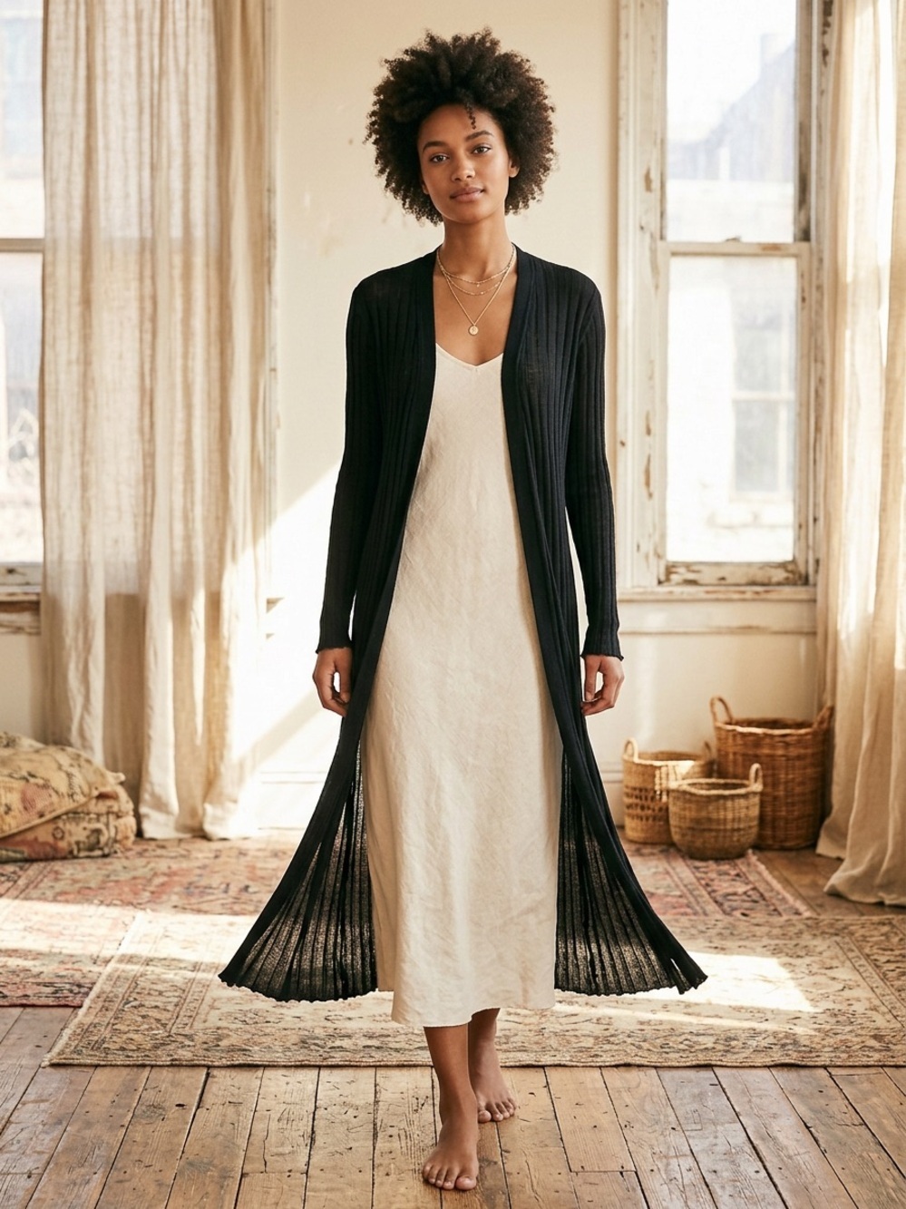 Free People Long Duster Cardigan Sweater Size XS, linen cotton lightweight layer